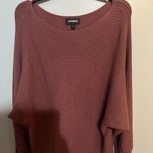 Express Pink Crew Neck Sweater Ribbed Knit Timeless